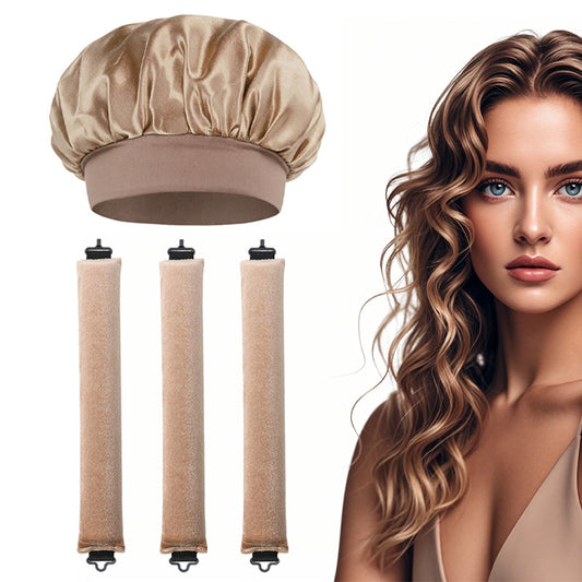 No-heat curling rod set, lazy sleep curler, large wave satin sleep cap, hair care curling tool, cross-border model - image 2