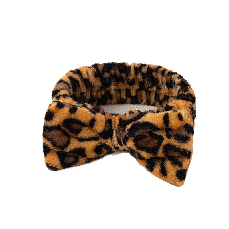 Cross-Border Solid Color Coral Velvet Bow Hairband for Women, Elastic Headband for Washing Face, Plush Absorbent Headband, Simple Hair Accessory - image 5