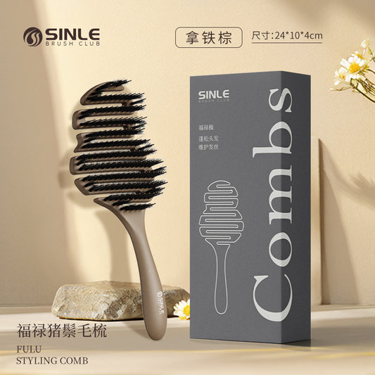 Volumizing High-Crown Hollow Ribbed Comb, Simple and Portable Women's Hair Smoothing Massage Comb, Gradient Bristle Fortune Pinecone Comb - image 2