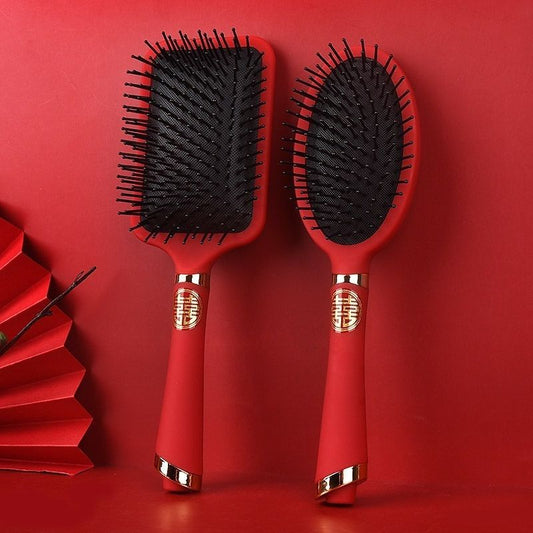 Wedding Supplies Wedding Comb Big Red Airbag Massage Comb Bride's Dowry Angel Comb Air Cushion Curling Comb - image 2
