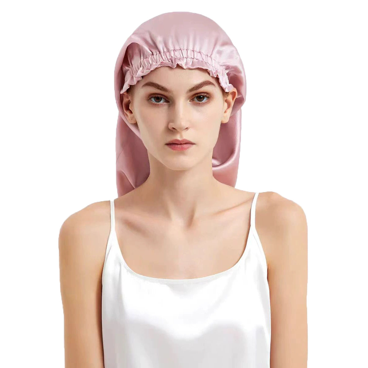 Cross-Border Long Silk Sleep Cap, 100% Mulberry Silk Sleep Cap, Home Hair Care Cap, Long Hair Cap, 19 Momme Silk Long Cap - image 5