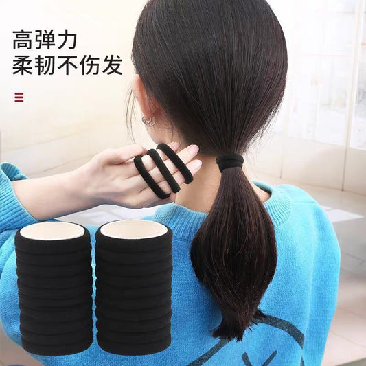 4cm Black High-Elastic Hair Tie Seamless Towel Ring Hair Accessory Rubber Band High Elasticity Black Hair Ring Elastic Band - image 2