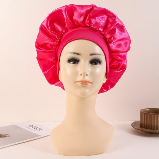 Large Bow Satin Hair Protection Cap for Women, Anti-Frizz Sleep Hair Wrap, Cross-Border In-Stock, Wide-Brim, Multiple Colors Available - image 2