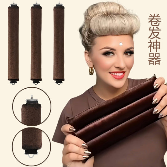 Heatless curling rod set for bun hairstyles, lazy no-heat sleep wavy hair curler, fluffy and breathable - image 2
