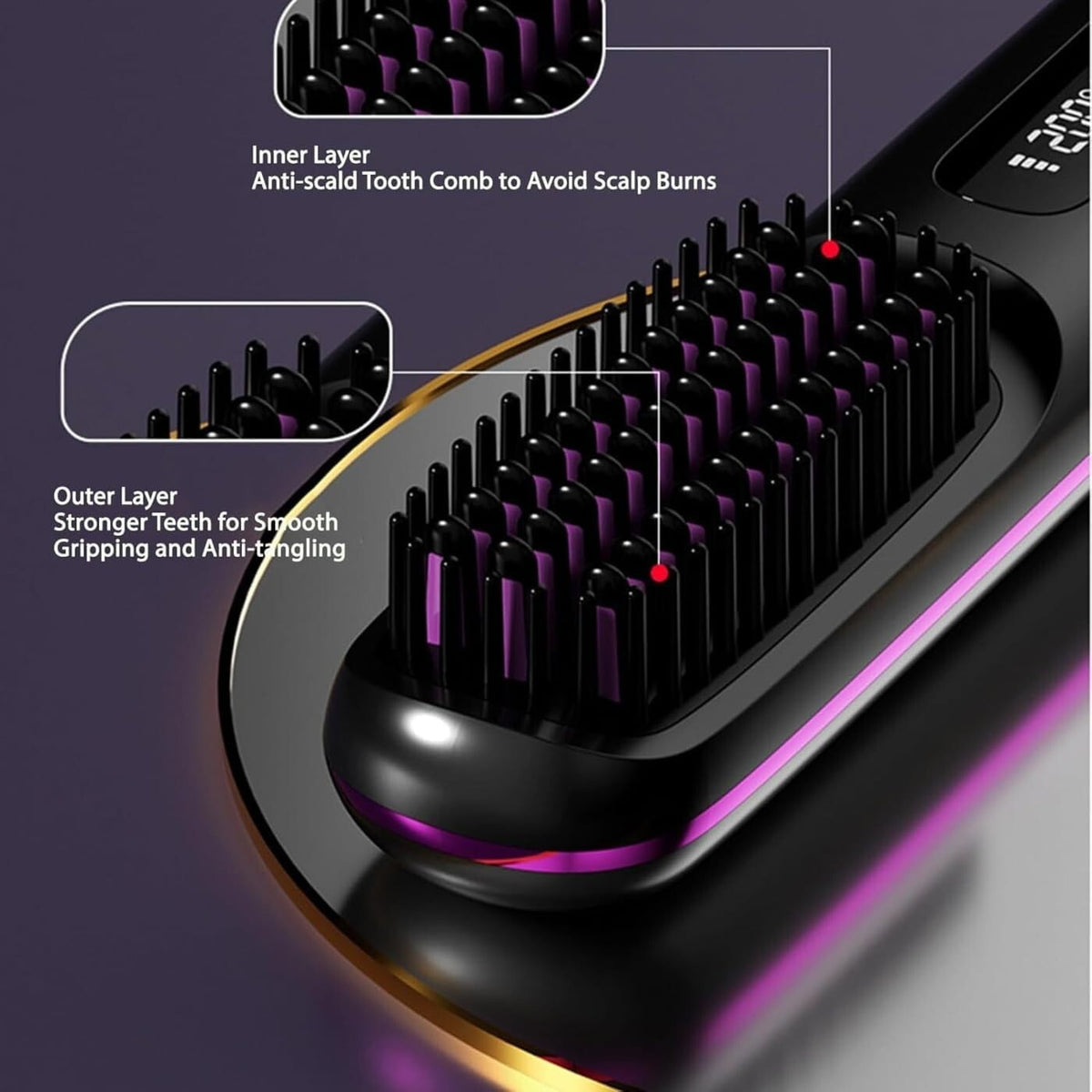 Portable Hair Straightener Brush Antiscald Hair Cordless Hair Straightener Brush