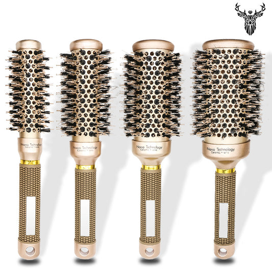 Cylinder Curly Roll Comb Professional Modeling 4-piece Set Bristle Comb Thermal Conductive Air Aluminum Tube Ceramic Roll Comb Hair Comb - image 2