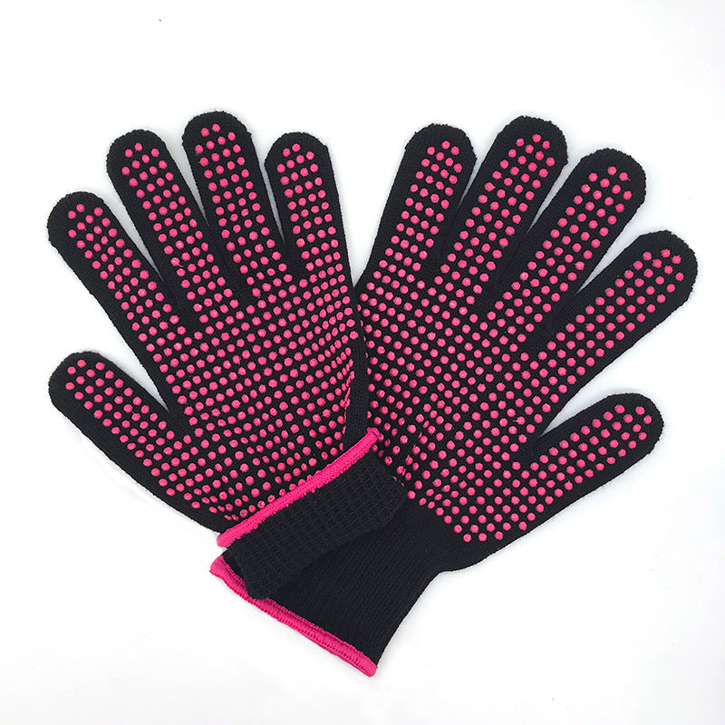 Hairdressing Anti-Scalding Anti-Slip Double-Sided Pvc Silicone Dot Bead Perm Curling Hair Straightener High Temperature Resistant Insulated Barbecue Gloves - image 5