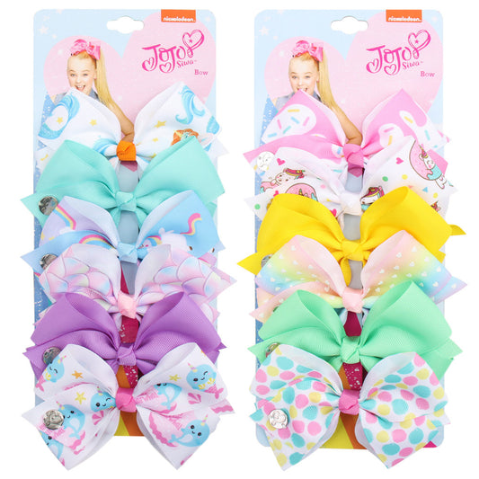 Europe and the United States cross-border 5 inch 114 color JOJO bow hairpin new fabric 6 color card children's hair accessories set - image 2