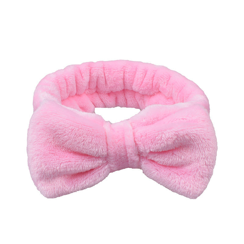 New Korean Style Internet Celebrity Women's Bow Hair Band Solid Color Flannel Face Wash Makeup Apply Mask Hair Band Hair Band - image 5