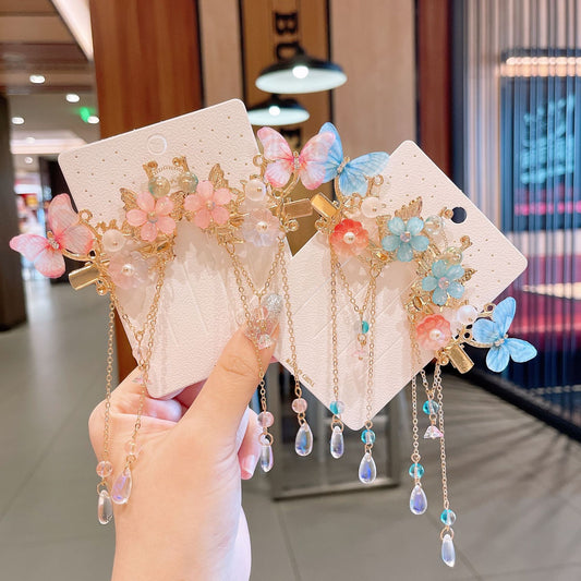 Chinese Style Kidsren's Headwear Set Girls Han Dynasty Hairpin Ancient Style Hairpin Step Shake Super Fairy Tassel Butterfly Hair Accessories - image 2