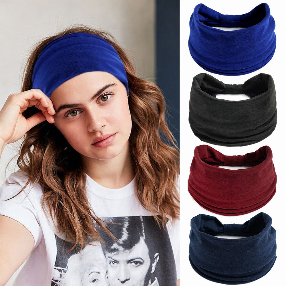 Solid Color Elastic Sports Hair Band Wide Yoga Hair Band Antiperspirant Sweat Absorbing Macaron Headband Waist Hair Band for Women - image 5