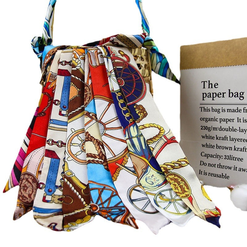 Silk scarf factory wholesale binding bag binding bow long strip hair belt ribbon small silk scarf gift box gift belt - image 5