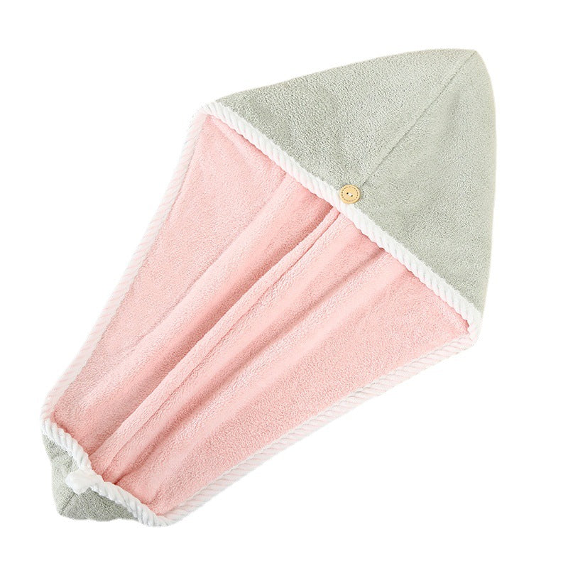 Women's double-layer coral fleece microfiber super absorbent quick-drying thick shower cap hair towel wholesale - image 5