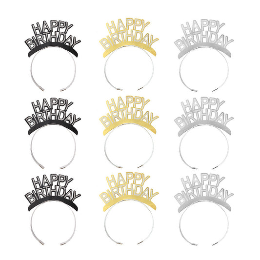 Happy New Year Headband Handmade Aluminum Foil Paper Atmosphere Fashion Holiday Party Headband Christmas Hair Accessories Headwear Headband - image 2
