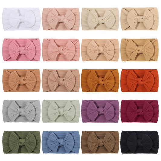 Amazon Foreign Trade Hot Selling Baby Hair Band Baby Headband Jacquard Elastic Wide Edge Bow Children Hair Band 2827 - image 2