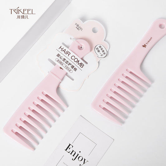 Chuan Qier Hairdressing Comb Wide Teeth Style Comb Curly Hair Comb Thickened Straight Hair Comb Coarse Teeth Comb Travel Comb Pink - image 2