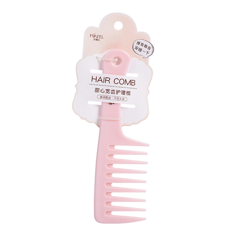 Chuan Qier Hairdressing Comb Wide Teeth Style Comb Curly Hair Comb Thickened Straight Hair Comb Coarse Teeth Comb Travel Comb Pink - image 5