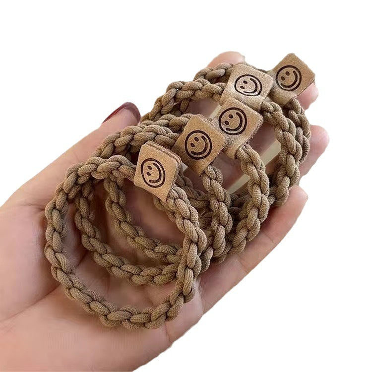 Coffee-Colored Hair Tie, Simple Smiley Face Hair Band, Rubber Band, High Elasticity Hair Rope, Hair Accessory, Durable Braided Hair for Women - image 5