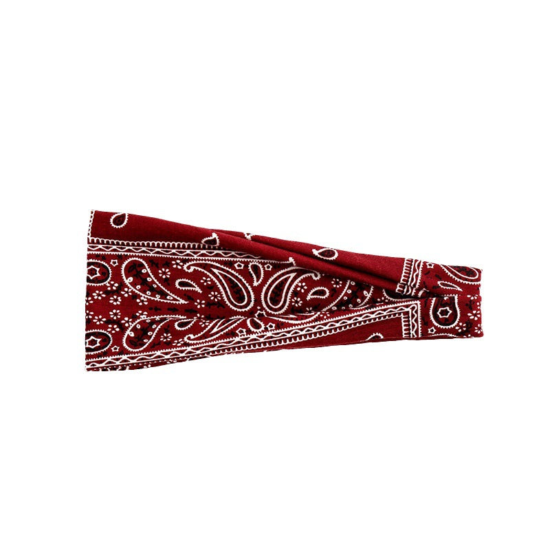 European and American sports hair band women's yoga print elastic hair band Amazon bohemian wide-brimmed turban hair accessories - image 5