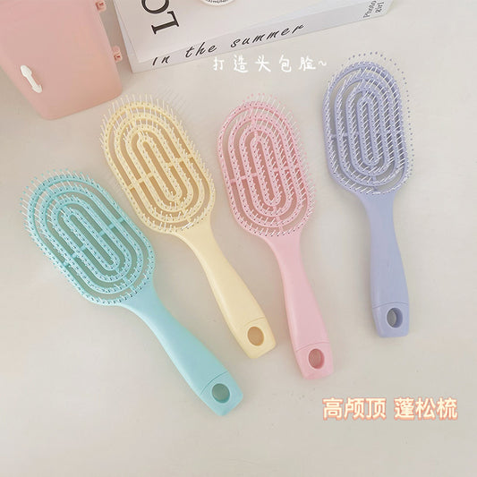 Fluffy Hair Artifact Comb Styling Hollow Long Handle Back Style Comb Curly Hair Rifle Comb Massage Household Big Curved Comb for Women - image 2