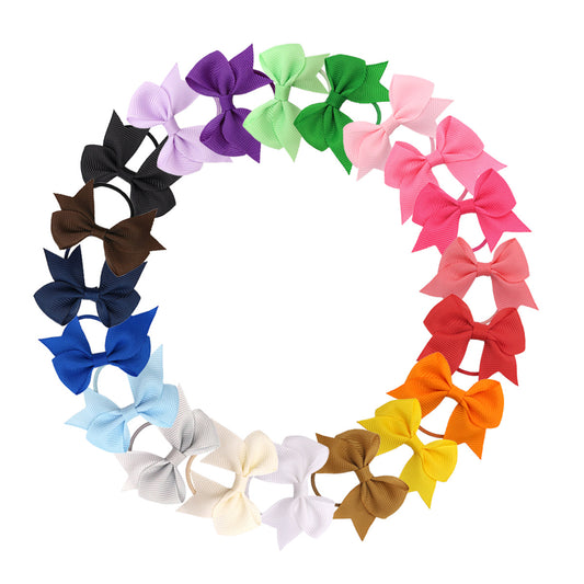 Cross-border 6cm Solid Color Rib with Bow Hair Rope Hair Ring Female Children Swallow Tail Rubber Band Baby Hair Rope Hair Accessories - image 2