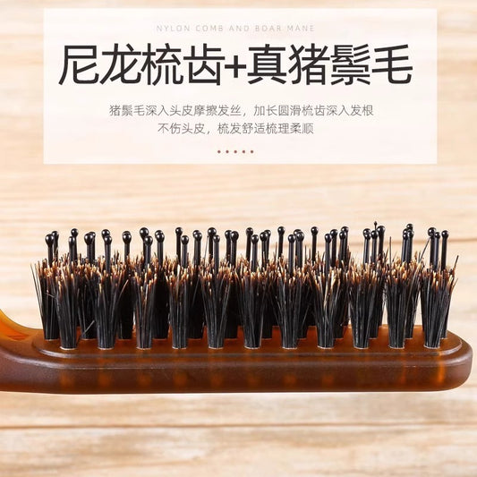 Amber-Colored Folding Comb with Imitation Boar Bristles That Won'T Hurt the Scalp, Small and Portable Travel Folding Comb with Boar Bristles - image 2