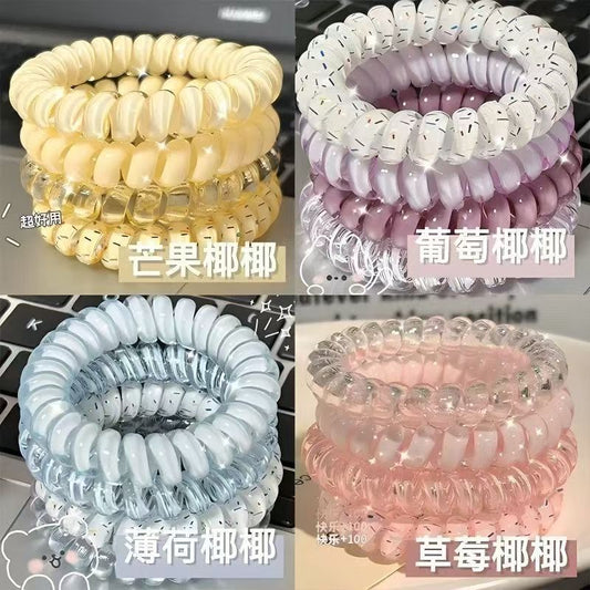 Korean Girl's High-Quality Grape Coconut Polka Dot Phone Cord Hair Tie Summer Fresh and Versatile Headband Seamless Rubber Band - image 2