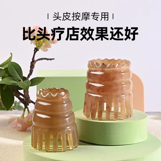 Horn Comb Head Meridian Comb Combing Scalp Massage Comb Head Therapy Round Ware Day Hair Care Brush - image 2
