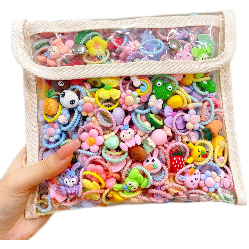 Korean Style Baby Hair Accessories Cartoon Cute Super Cute small size No Hair Injury Rubber Tendon Children's Little Girl's Head Rope Candy Hair Loop - image 5