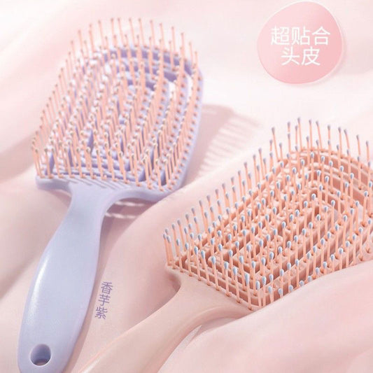Beginner 0.01 Yuan Large Curved Comb Fluffy High Crown Comb Long Hair Styling Massage Meridian Airbag Rib Hollow Comb - image 2