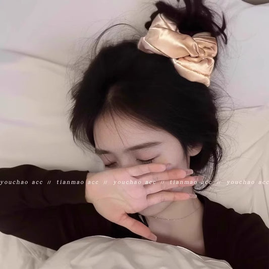 Pillow Scrunchie Hair Tie with Cotton and Velvet Filling, Satin Silk Hair Tie for Sleeping, Bun Hair Accessory - image 2