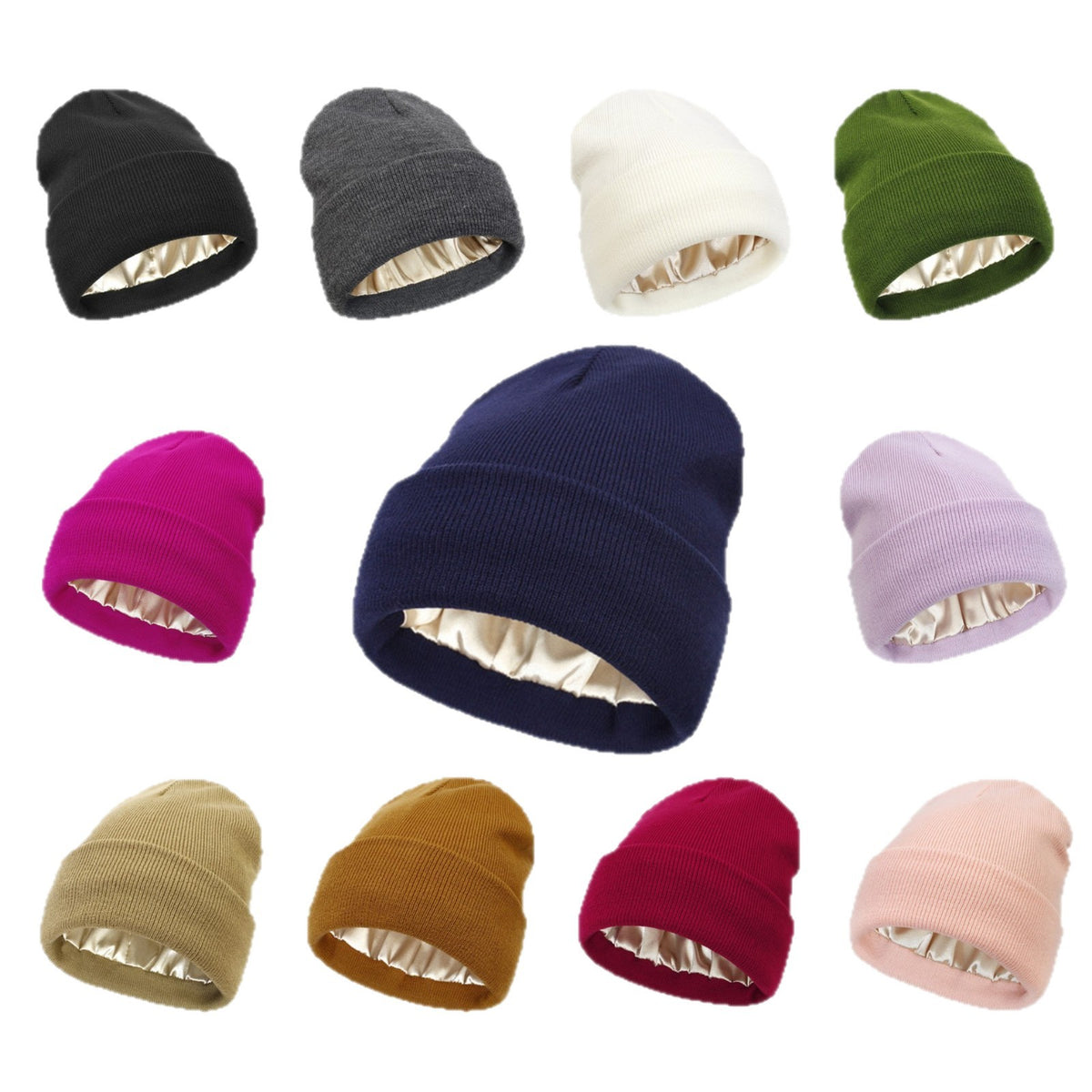 Cross-Border Men's and Women's Satin Yarn Hats, Windproof Hats, Hair Protection Knit Hats, Cold Weather Hats, Satin Yarn Hats - image 5
