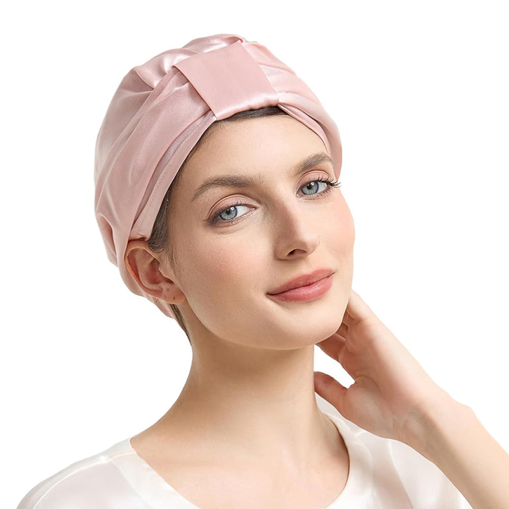 Cross-Border 19mm Silk Nightcap Double-Layer 100 Mulberry Silk Hat Hair Care Shower Cap Hair Cap Silk Square Nightcap - image 5