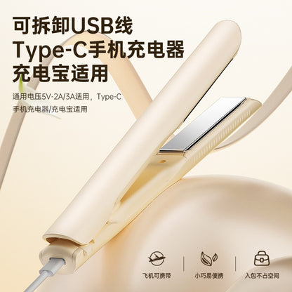 Cross-Border Mini Wireless Flat Iron, Plug-In Portable USB Hair Straightener and Curler, Dual-Use for Bangs, Dormitory Hair Straightening Tool - image 4