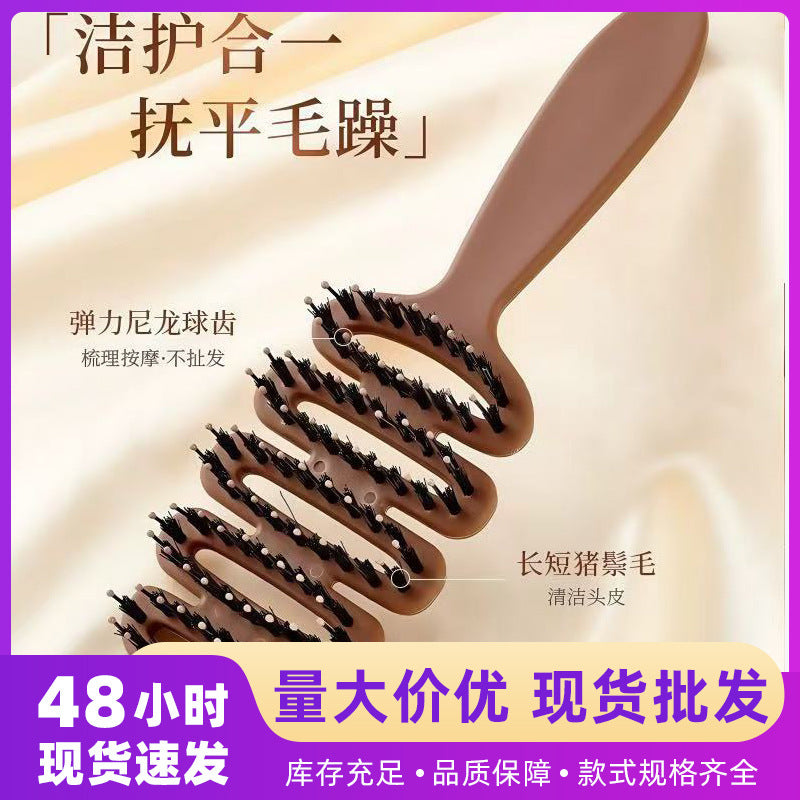 Pinecone Bristle Comb for Volumizing Hair, Anti-Static Head Massage Tool, High Crown Hair Styling Magic Comb, Hair Smoothing and Nourishing Rib Comb - image 1