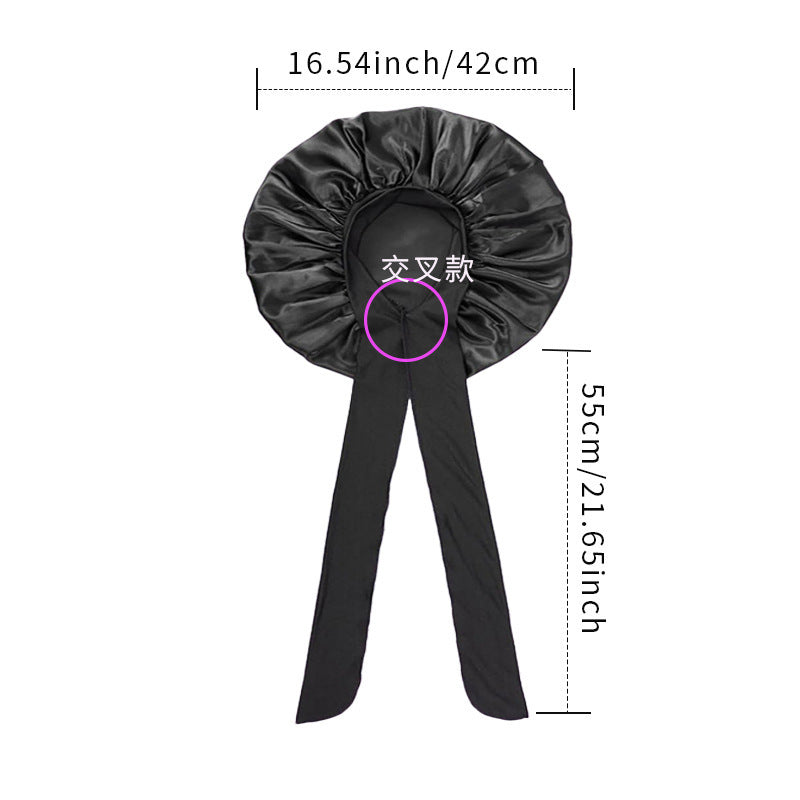 Women's Single-Layer Elastic Lace-Up Satin Sleep Cap Hair Care Satin Silk Cap Hair Care Cap Stain Bonnet - image 3