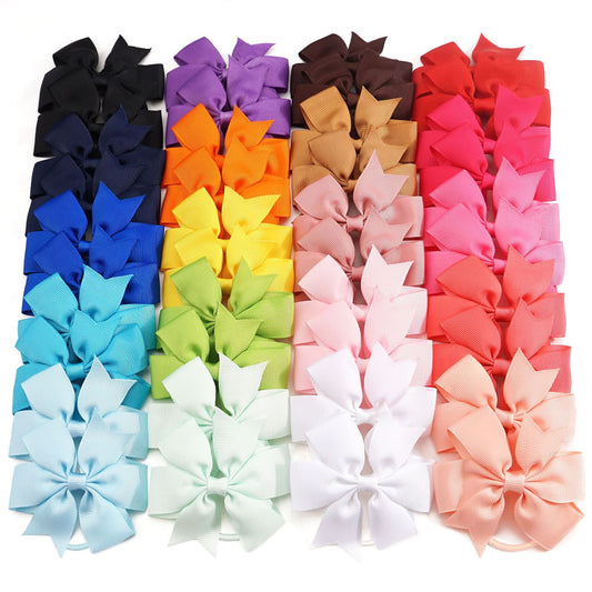 Cross-Border Children's Accessories European and American 3.5-Inch Bow Hair Ties Ponytail Elastic Bands Amazon Hair Accessories - image 1