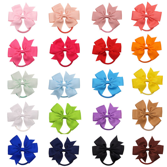Cross-Border Children's Accessories European and American 3.5-Inch Bow Hair Ties Ponytail Elastic Bands Amazon Hair Accessories - image 2