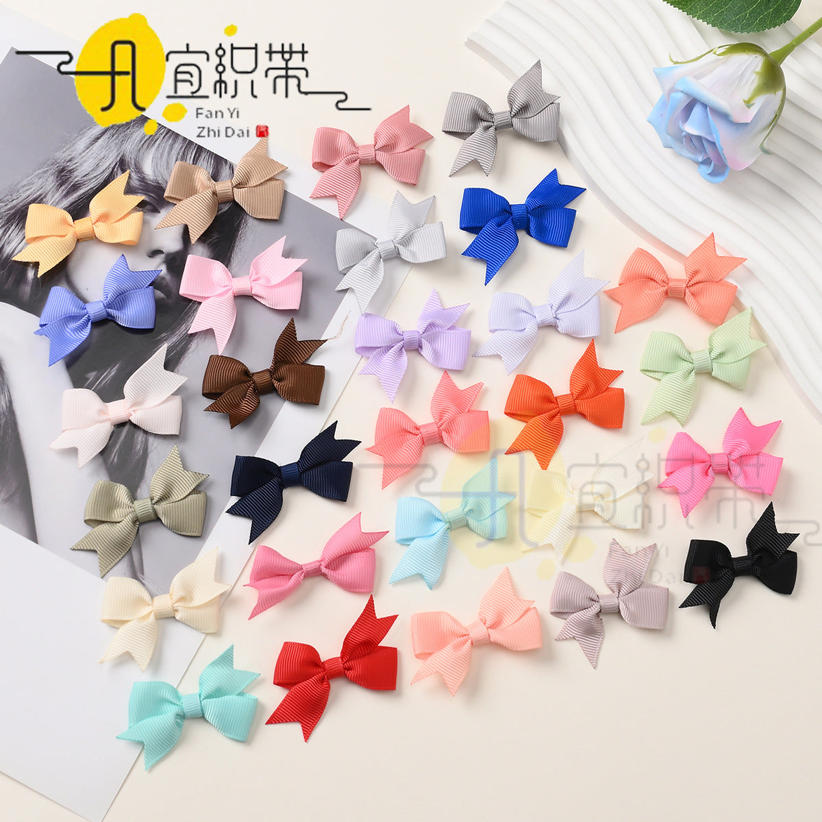 Cross-Border Hot-Selling Ribbed Swallowtail Bow Accessories Handmade Hair Accessories DIY Phone Case Gift Box Decoration - image 1