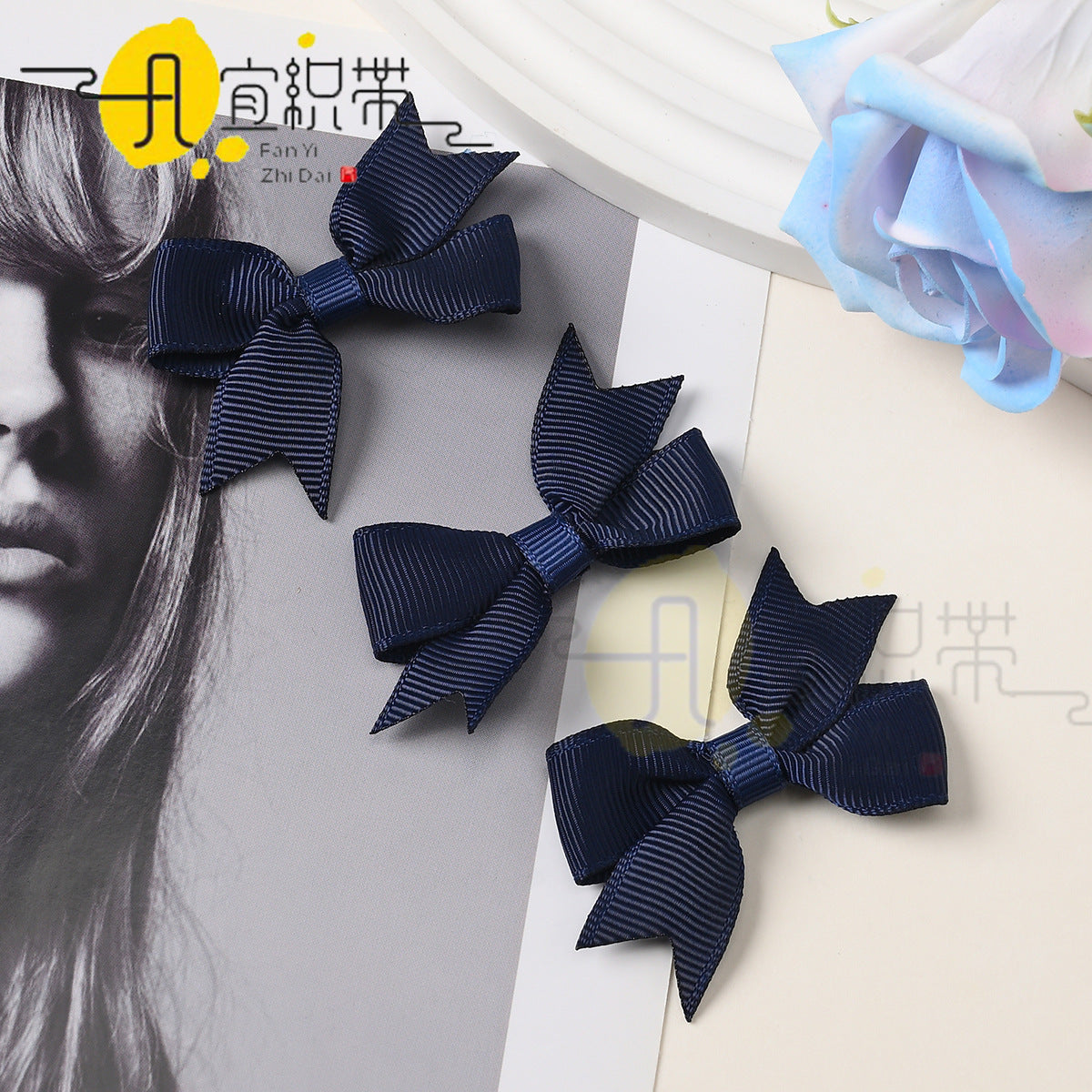 Cross-Border Hot-Selling Ribbed Swallowtail Bow Accessories Handmade Hair Accessories DIY Phone Case Gift Box Decoration - image 3