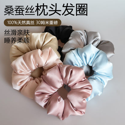 100% Silk Hair Tie, 30 Momme Pillow-Sized Scrunchie with Cotton Filling, Sleep Hair Tie, Mulberry Silk Hair Accessory - image 1