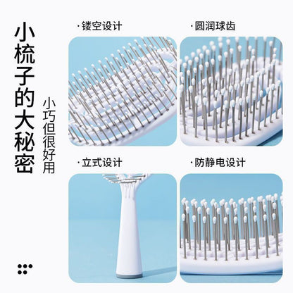 Hollow-Out Rib Comb, Portable and Easy to Carry, Curling Hair Styling Tool, Volumizing Hairbrush with Air Cushion for Home Use - image 4