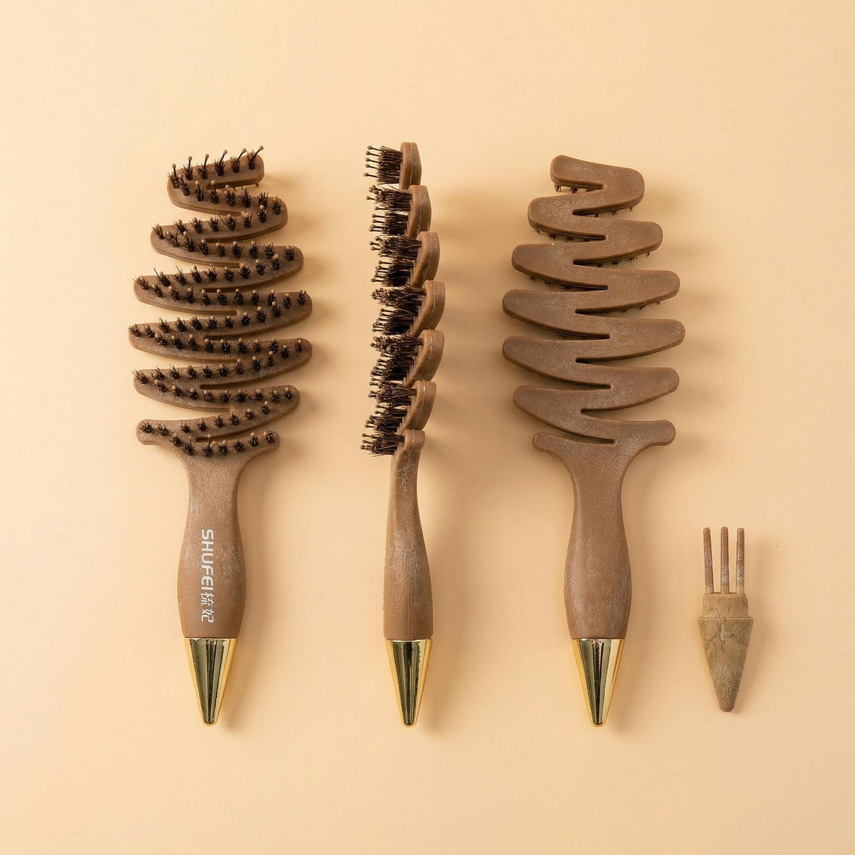 Shufei Pinecone Boar Bristle Hair Care Comb for Volumizing and Curling, Massage Head Smoothing Comb, Hair Nourishing Comb - image 3
