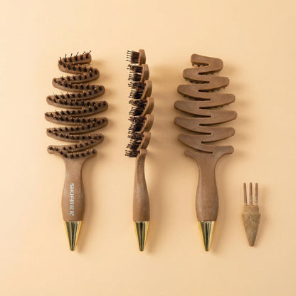 Shufei Pinecone Boar Bristle Hair Care Comb for Volumizing and Curling, Massage Head Smoothing Comb, Hair Nourishing Comb - image 3