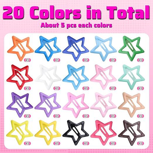 Amazon's Popular Star Hair Clip Accessories Small Star Clip Five-Pointed Star Hair Clip Non-Slip Star Clip 20-Color Set - image 2