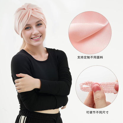 Cross-Border Double-Layer Adjustable Satin Imitation Silk Hair Care Cap, Satin Makeup Cap, Satin Twist Knot Sleep Cap - image 4