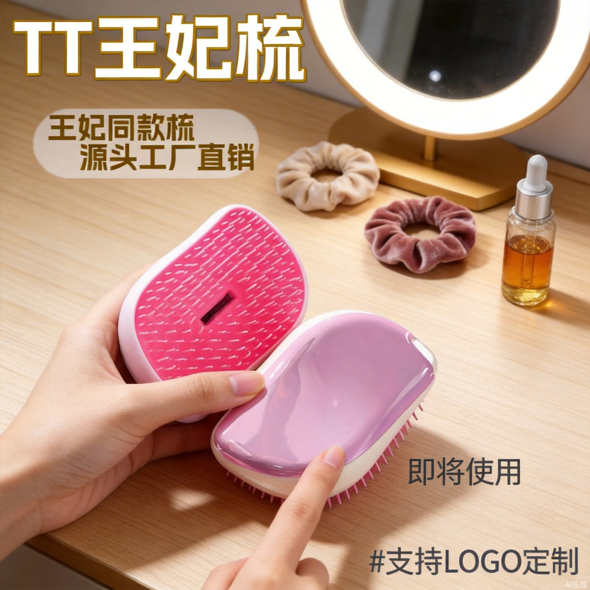 Princess Comb, Hair Smoothing Comb for Children, Anti-Static, Fluffy, Tangle-Free Air Cushion Comb, Head and Scalp Massage, Electroplated - image 2