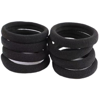 4cm Black High-Elastic Hair Tie, Seamless Towel Hair Rope, Ponytail Rubber Band, Women's Thick and Durable Hair Accessory - image 5