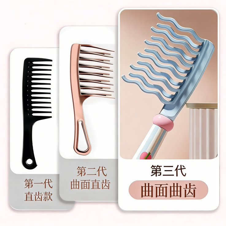 Double-Row Wavy Tooth Comb with Large Teeth for Curly Hair, Wide Teeth That Prevent Tangling, Smoothing Comb for Women with Long Hair, Special Anti-Static Comb - image 2