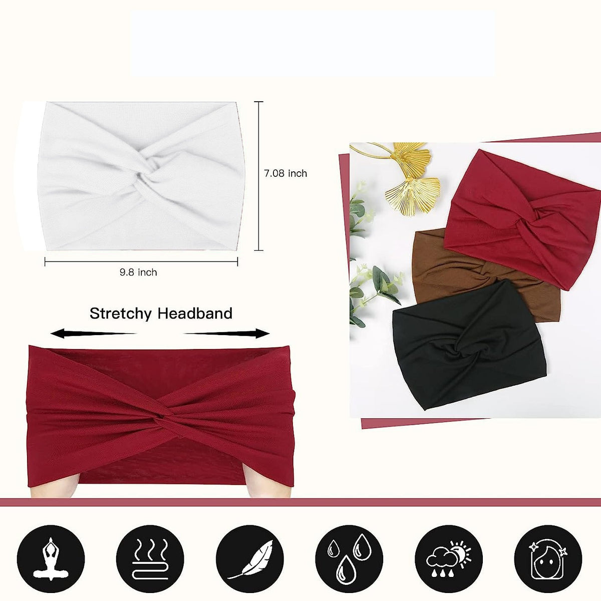European and American New Style Ultra-Wide Women's Hairband, Elastic Cross Hair Accessory, Yoga Running Sports Sweat-Absorbing Forehead Protector Hairband - image 3
